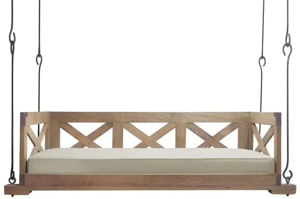 Clara Rustic Lodge Grey Performance Brown Wood Daybed Porch Swing