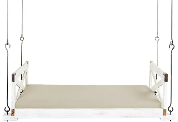 Elisa Rustic Lodge Beige Performance White Wood Daybed Porch Swing