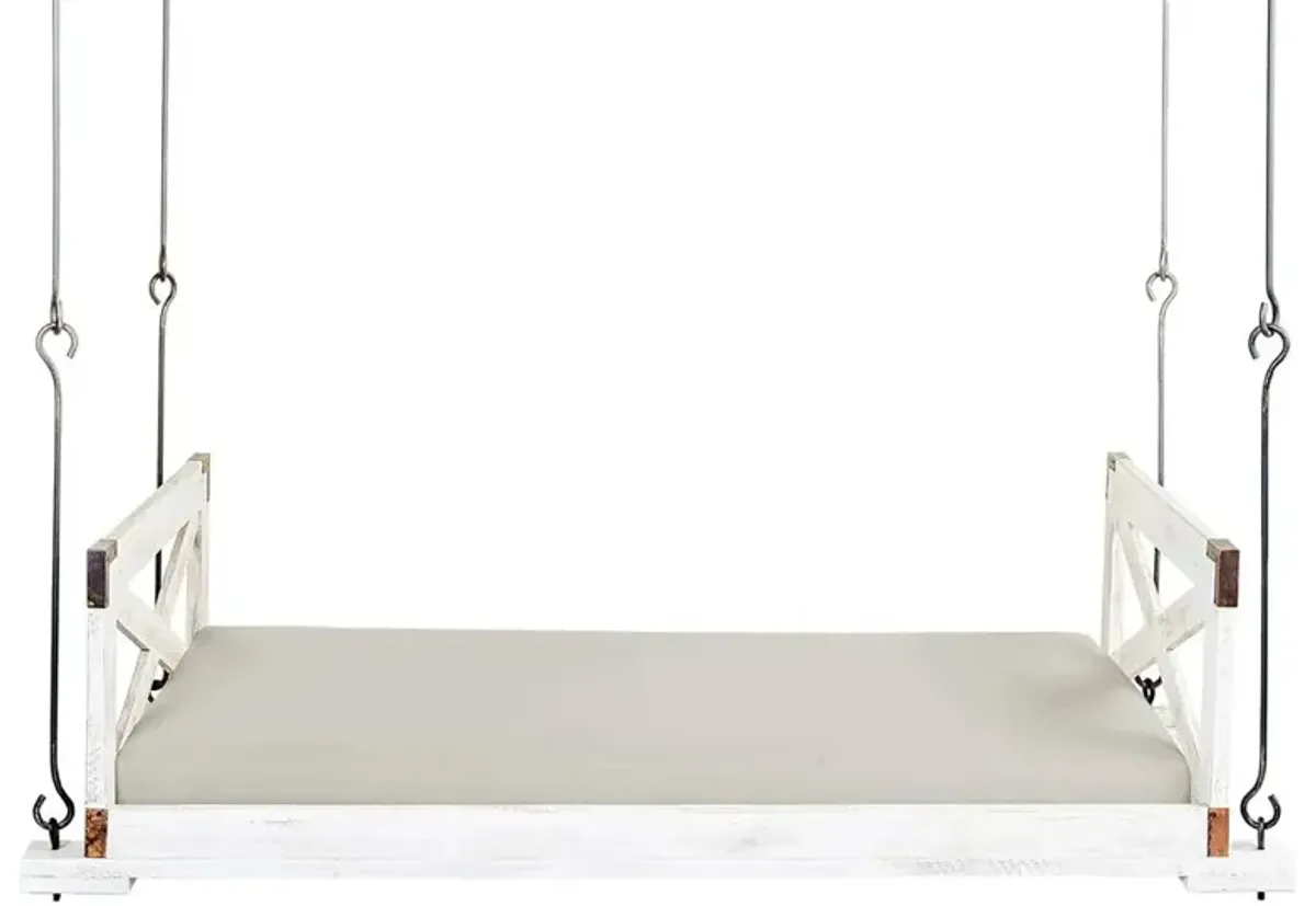 Elisa Rustic Lodge Grey Performance White Wood Daybed Porch Swing