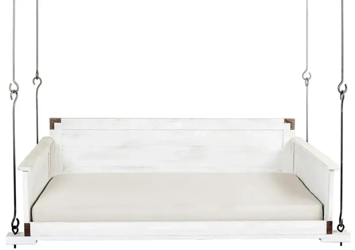 Hannah Modern Classic White Performance Wood Daybed Porch Swing