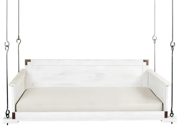 Hannah Modern Classic White Performance Wood Daybed Porch Swing
