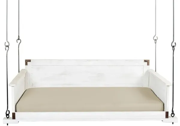 Hannah Modern Classic Beige Performance White Wood Daybed Porch Swing