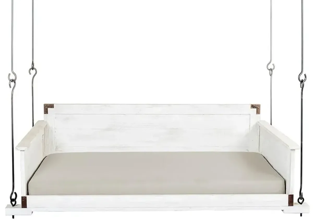 Hannah Modern Classic Grey Performance White Wood Daybed Porch Swing