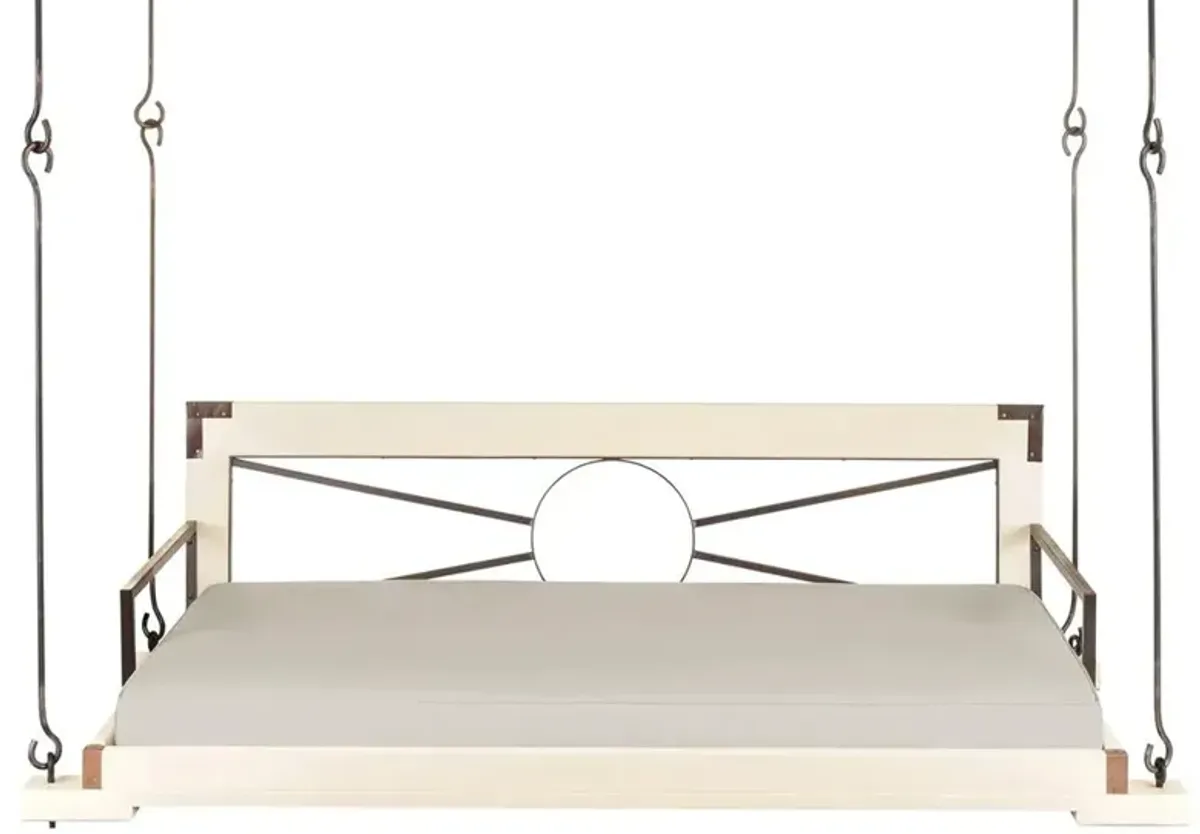 Jillian Modern Classic Grey Performance Cream Wood Daybed Porch Swing