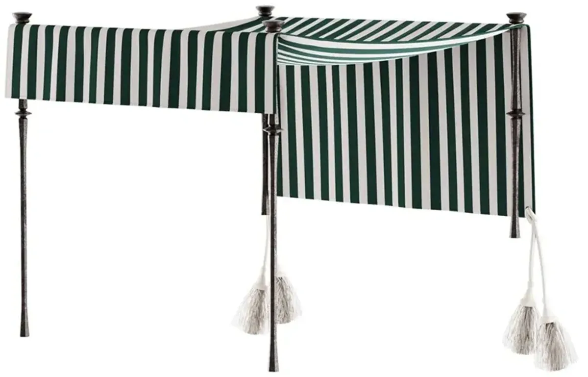 Century Andalusia Green Striped Sunbrella Aluminum Outdoor Royal Lounge Canopy