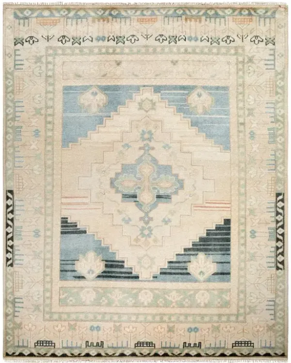 Belinda Global Bazaar Beige Wool Oushak Patterned Hand Knotted Rug - 10'x14'