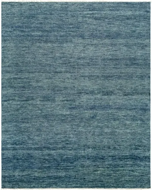 Dakota Modern Blue Hand Knotted Wool Solid Hand Knotted Rug - 10'x14'