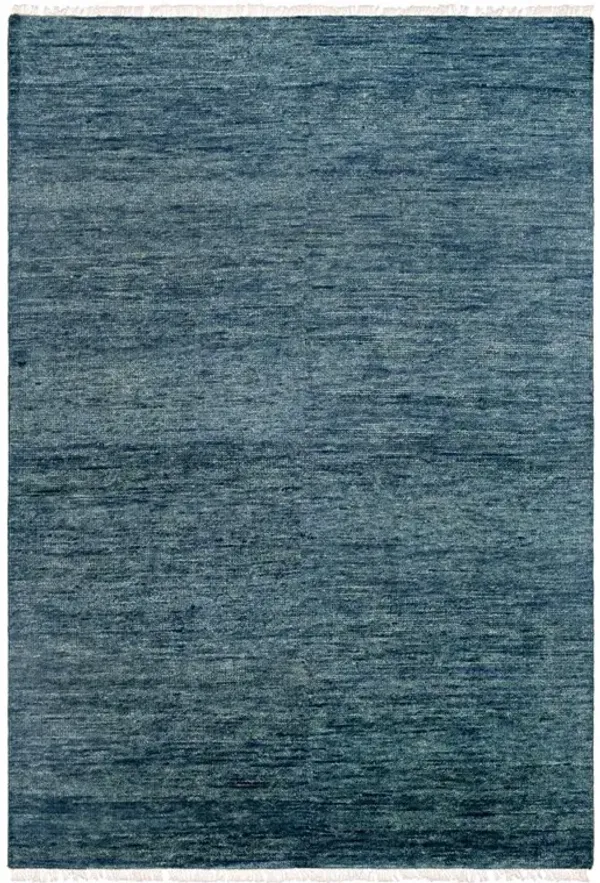 Dakota Modern Blue Hand Knotted Wool Solid Hand Knotted Rug - 12'x15'