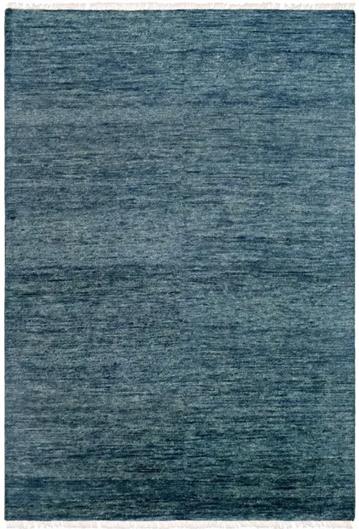 Dakota Modern Blue Hand Knotted Wool Solid Hand Knotted Rug - 3'x12'