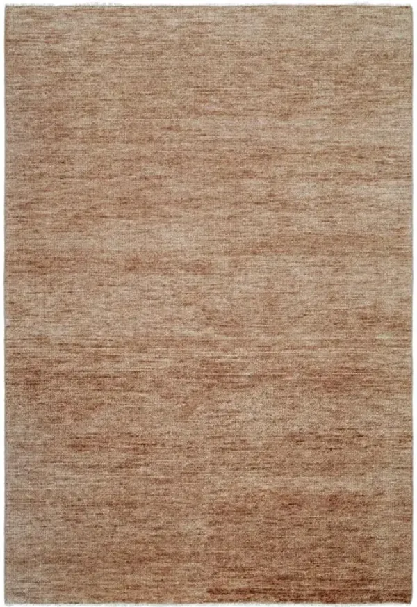Dakota Modern Brown Hand Knotted Wool Solid Hand Knotted Rug - 3'x12'