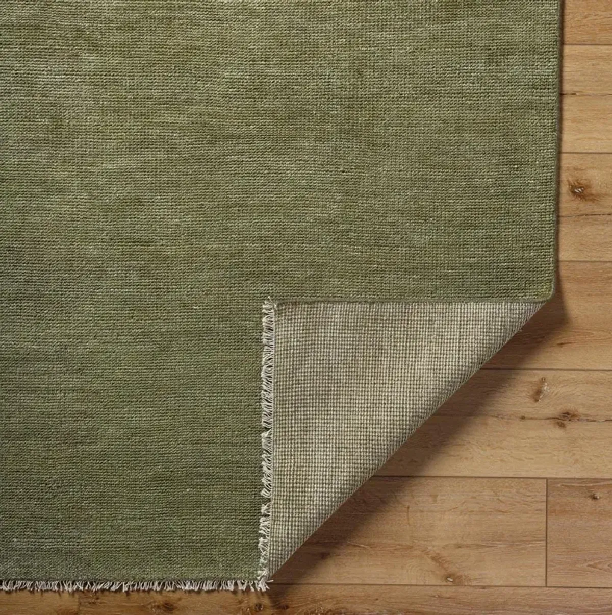 Dakota Modern Green Hand Knotted Wool Solid Hand Knotted Rug - 6'x9'