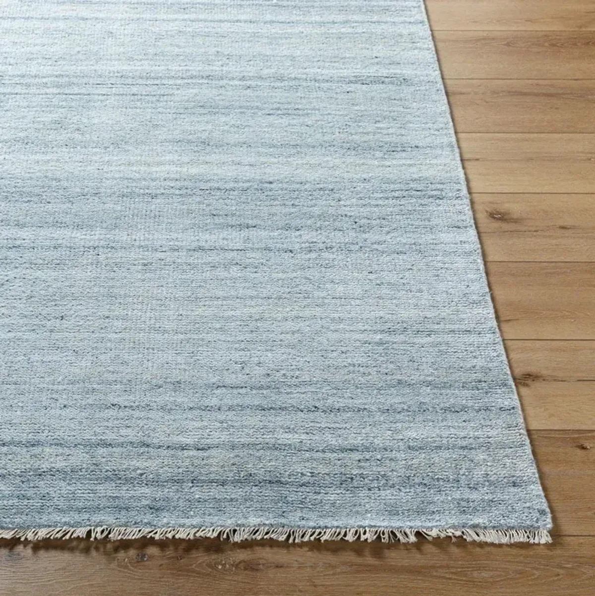 Dakota Modern Light Blue Hand Knotted Wool Solid Hand Knotted Rug - 3'x12'