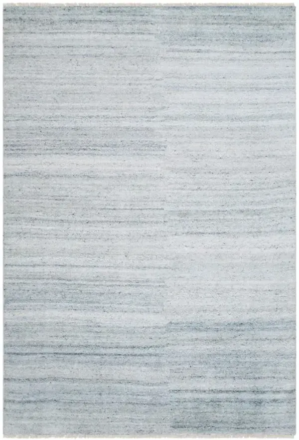 Dakota Modern Light Blue Hand Knotted Wool Solid Hand Knotted Rug - 3'x12'
