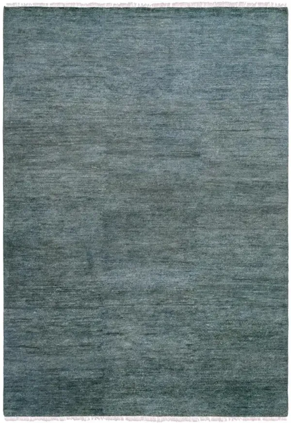 Dakota Modern Teal Hand Knotted Wool Solid Hand Knotted Rug - 6'x9'