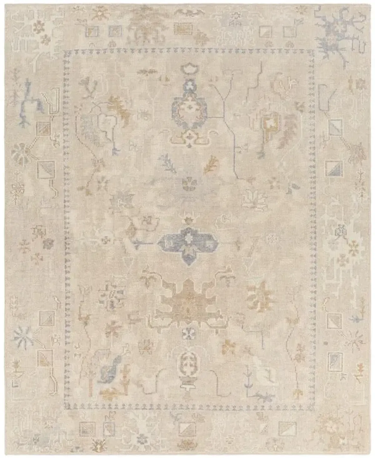 Emory French Country Beige Oushak Patterned Hand Knotted Rug - 8'x10'