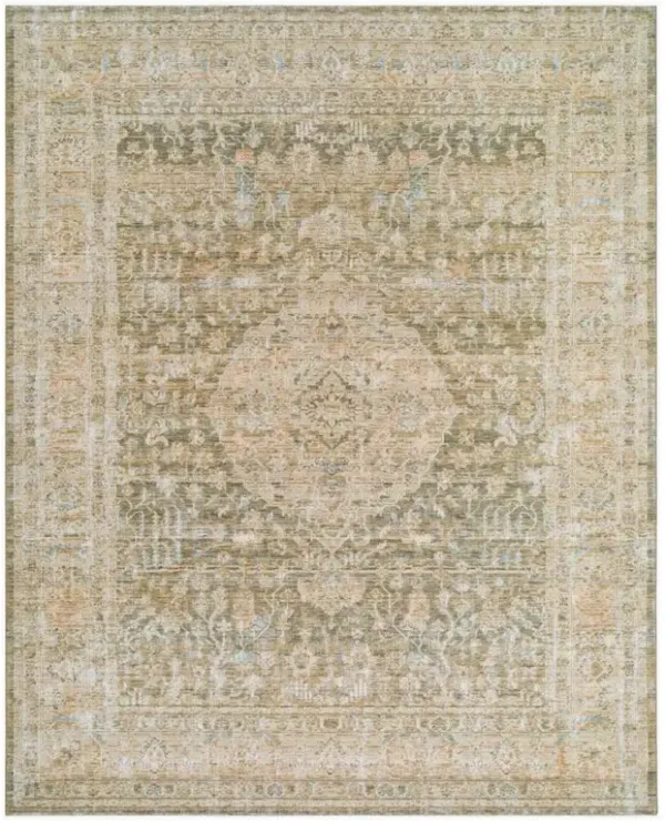 Malia Global Bazaar Green Wool Floral Patterned Rug - 6'5"x8'10"