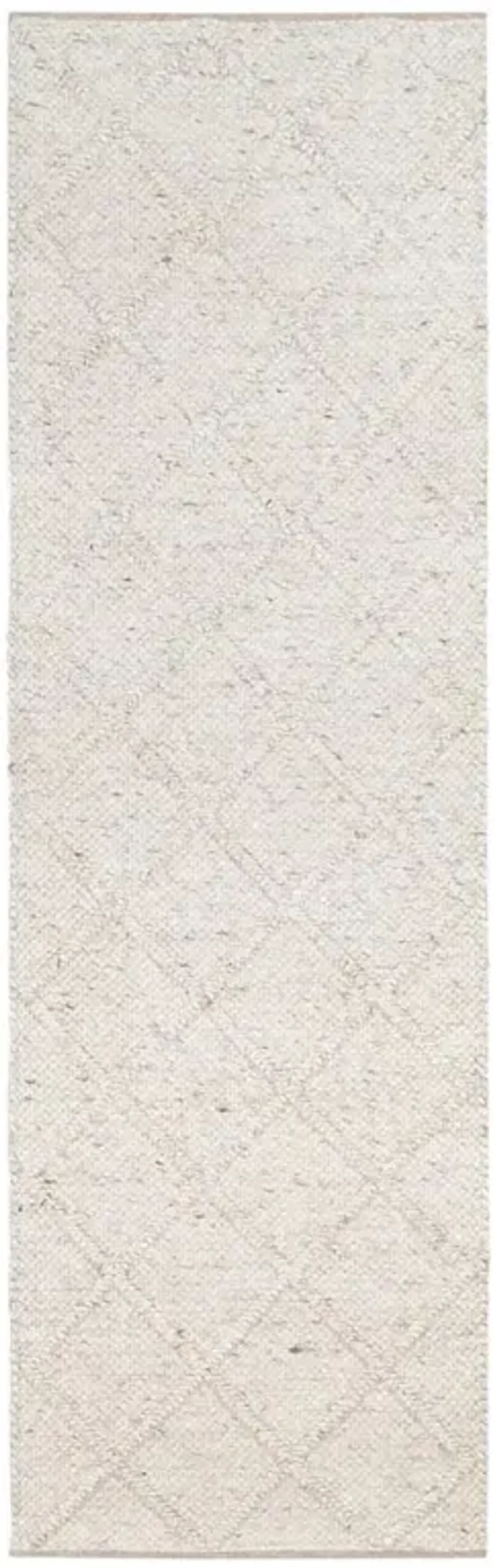 Paulette Modern Ivory Diamond Handwoven Solid Rug - 2'6"x8'
