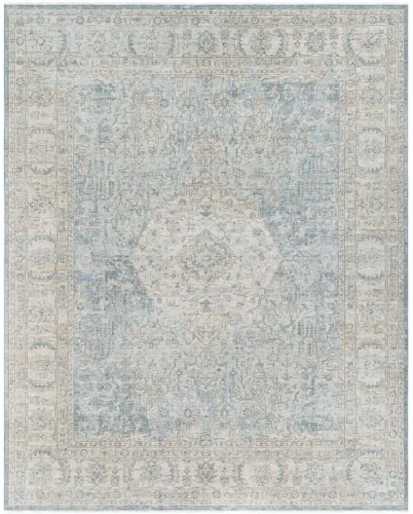 Tinsley French Country Blue Wool Medallion Patterned Rug - 7'10"x9'10"