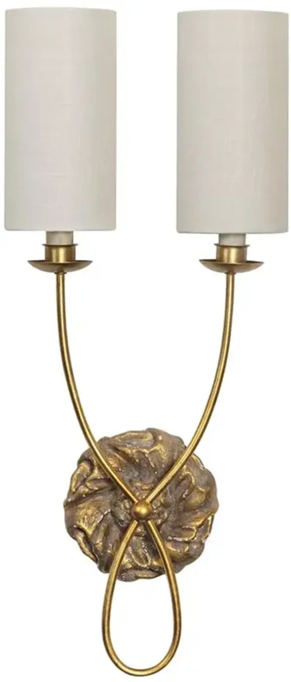 Domonique French Country Antique Gold Wallchiere Double Sconce