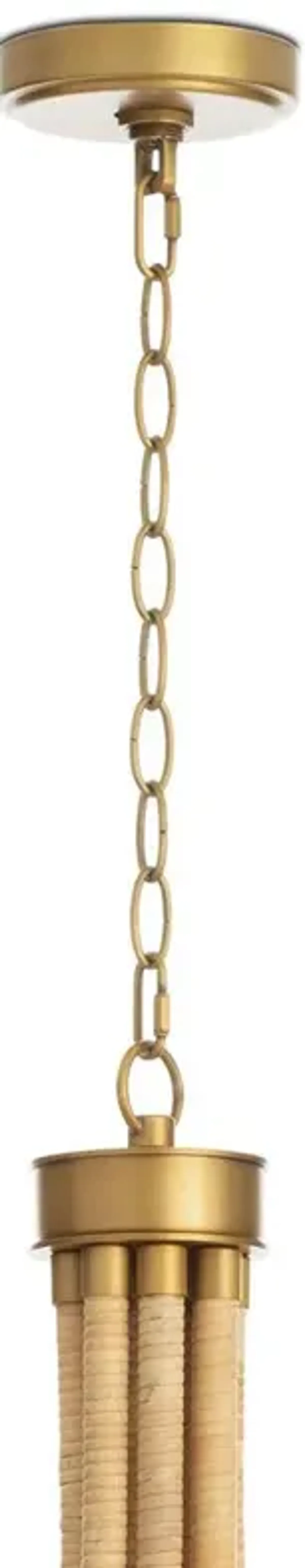 Treble Coastal Beach Natural Bamboo Wrapped Brass Chandelier