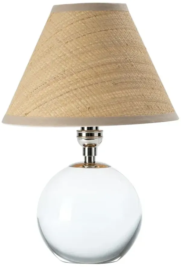 Giorgio Coastal Beach Rattan Shade Polished Nickel Crystal Mini Table Lamp