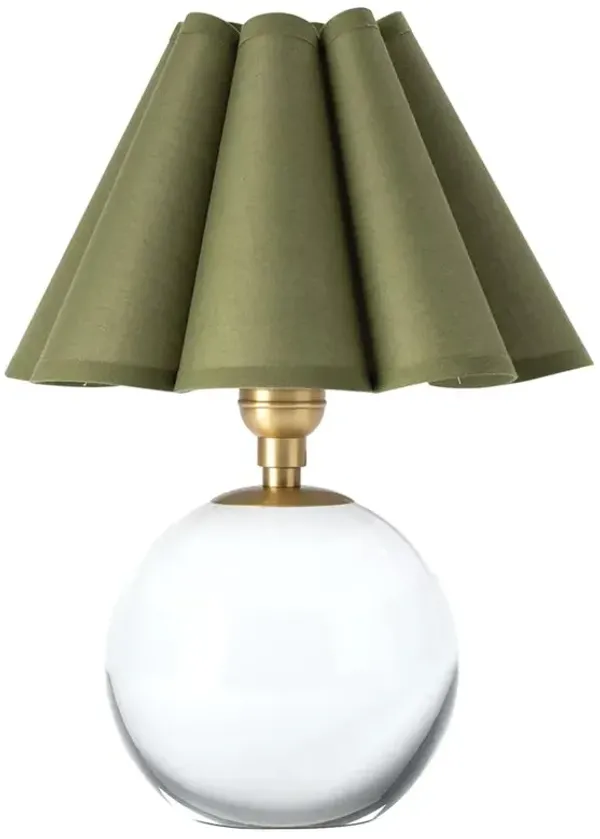 Giorgio French Country Green Scalloped Linen Shade Crystal Mini Table Lamp