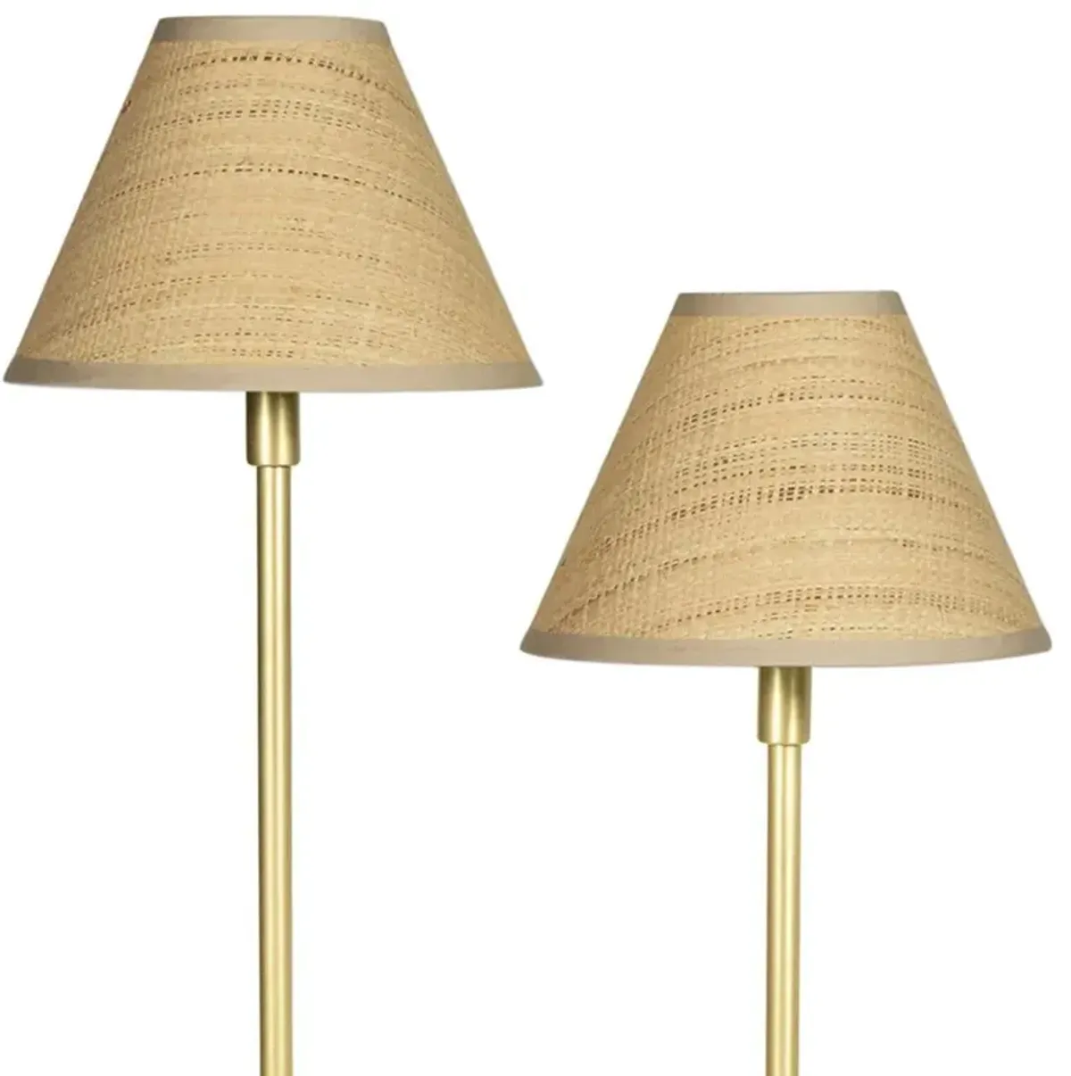 Polly Coastal Beach Rattan Shade Natural Brass Floor Lamp
