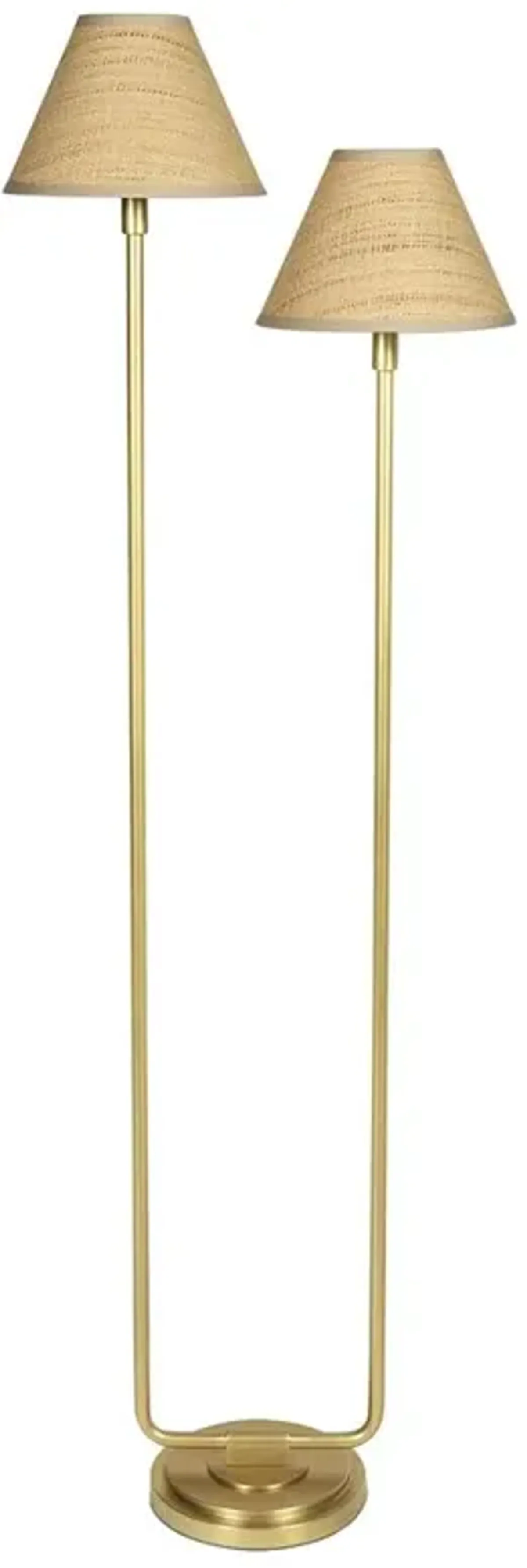 Polly Coastal Beach Rattan Shade Natural Brass Floor Lamp