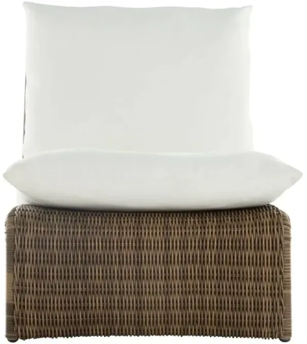 Como White Upholstered Wicker High Back Outdoor Lounge Chair