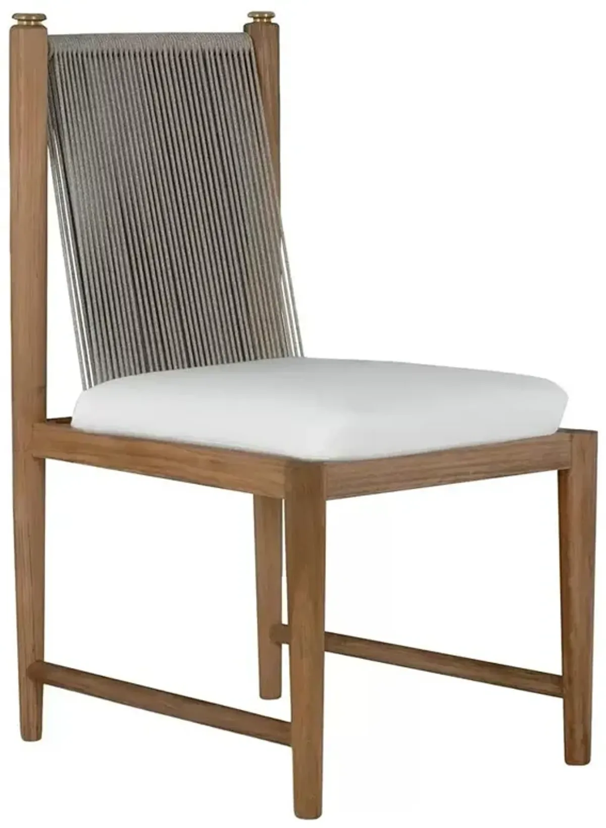 Pacifica White Upholstered Natural Teak Outdoor Dining Side Chair