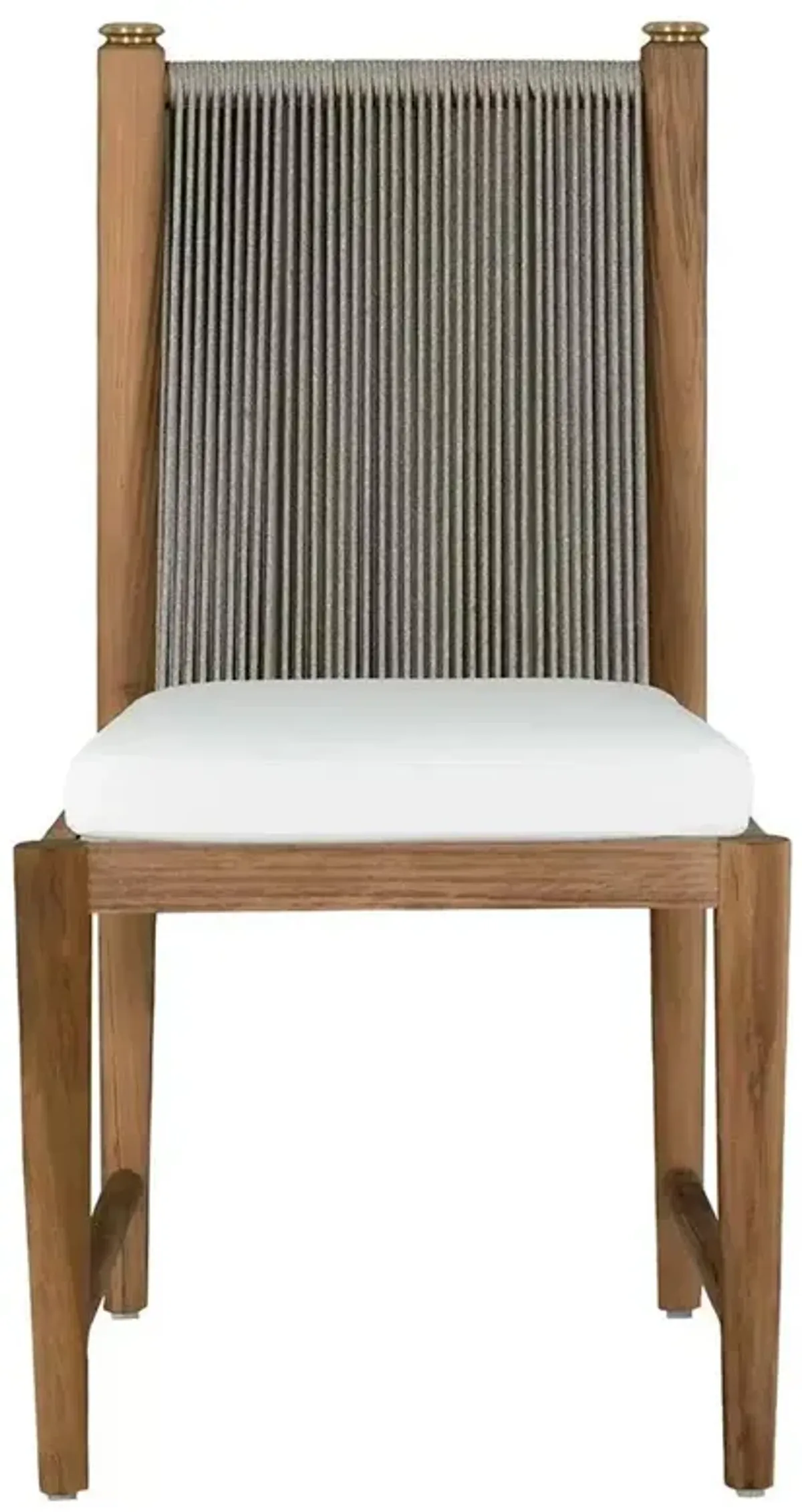 Pacifica White Upholstered Natural Teak Outdoor Dining Side Chair