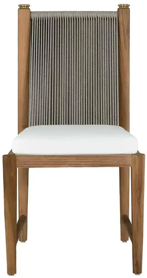 Pacifica White Upholstered Natural Teak Outdoor Dining Side Chair