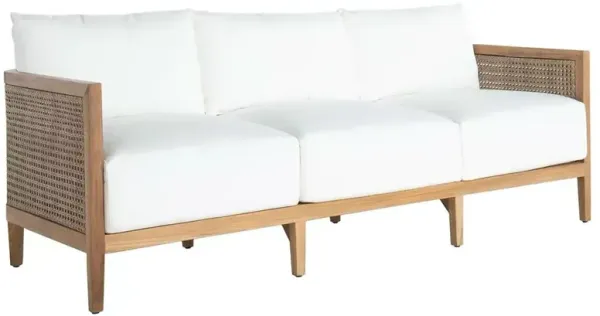 Playa Coastal White Upholstered Natural Teak Outdoor Sofa - 78"
