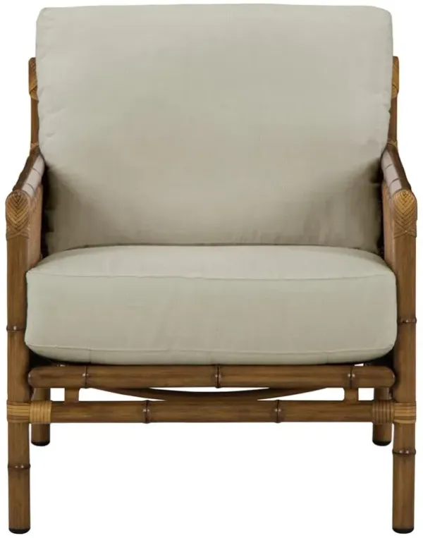 Amber Coastal Beach Beige Sunbrella Brown Woven Wicker Outdoor Lounge Chair