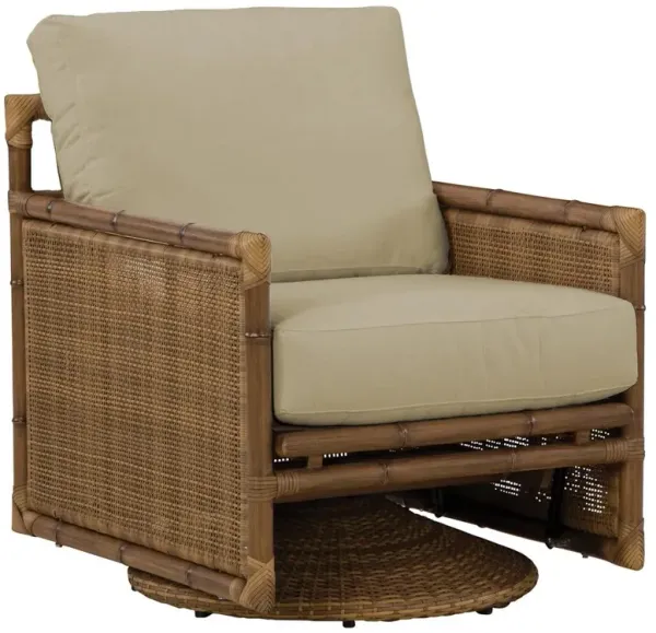Amber Coastal Sand Sunbrella Woven Wicker Outdoor Swivel Glider Chair
