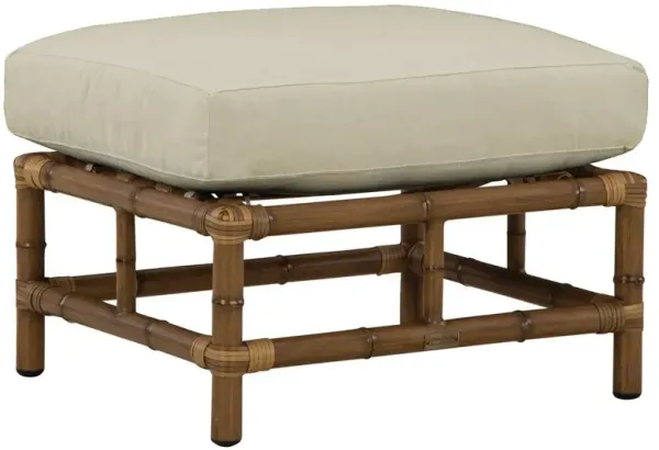 Amber Coastal Beige Sunbrella Brown Woven Wicker Rectangular Outdoor Ottoman