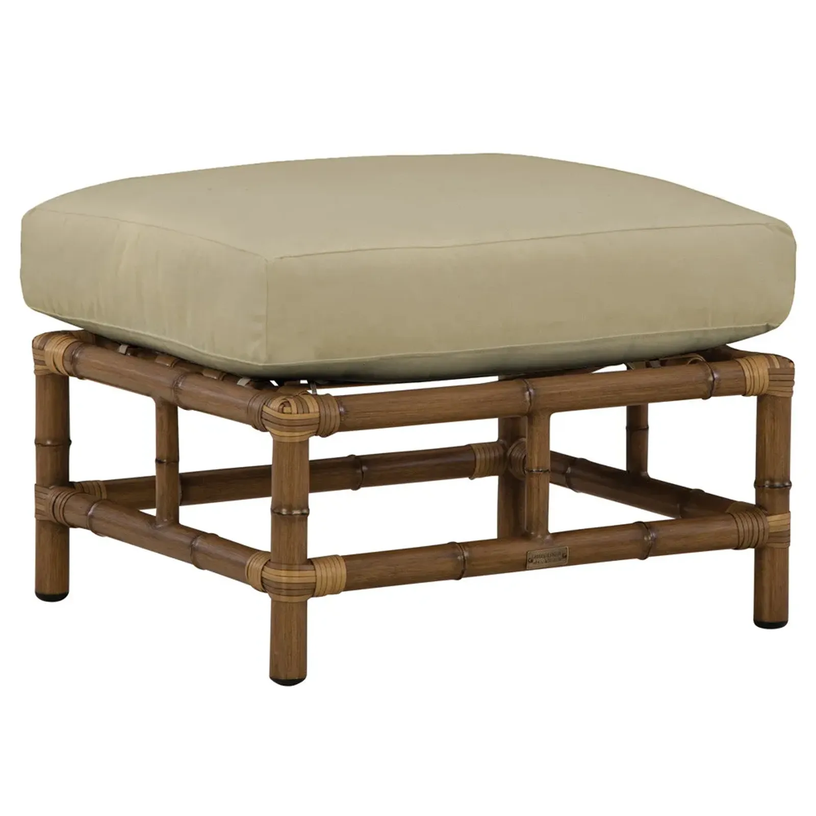 Amber Coastal Sand Sunbrella Woven Wicker Rectangular Outdoor Ottoman
