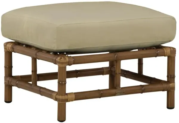 Amber Coastal Sand Sunbrella Woven Wicker Rectangular Outdoor Ottoman