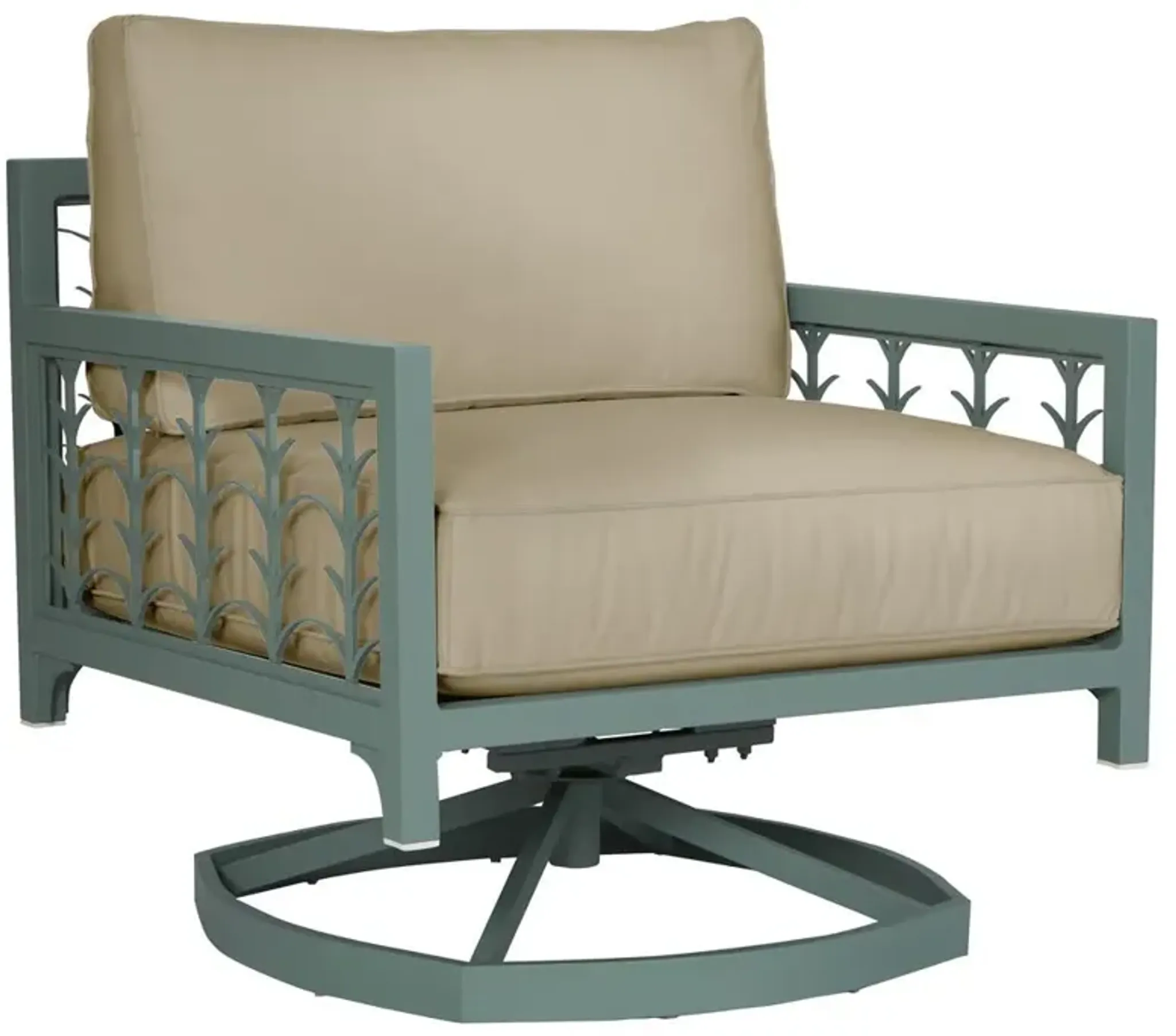Tracey French Country Sand Sunbrella Green Aluminum Outdoor Swivel ...