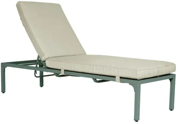 Tracey French Country Beige Sunbrella Green Aluminum Outdoor Chaise Lounge