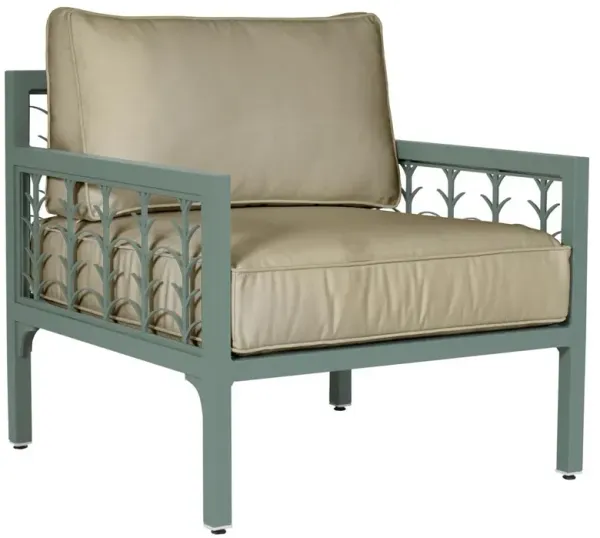 Tracey French Country Sand Sunbrella Green Aluminum Outdoor Lounge Chair