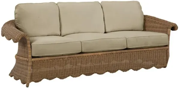 Cielo Coastal Sand Sunbrella Woven Wicker Scalloped Outdoor Sofa - 88"