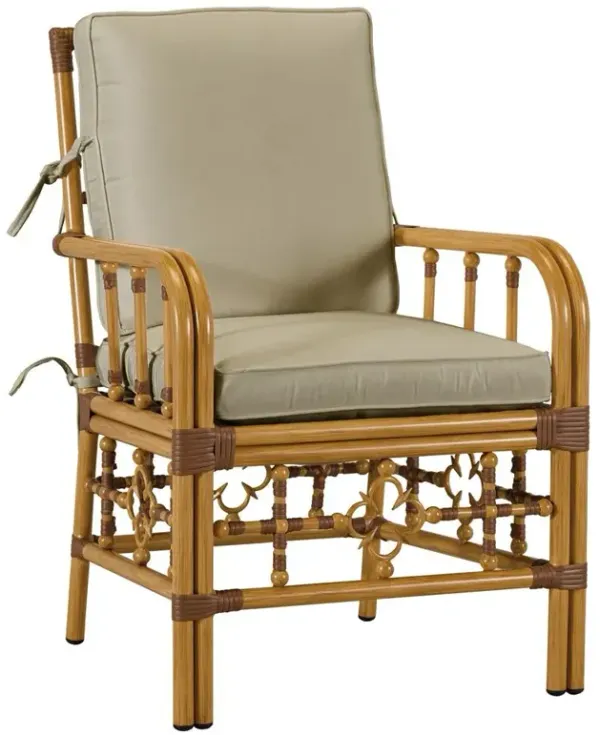 Myrah Coastal Beach Sand Sunbrella Aluminum Outdoor Dining Arm Chair