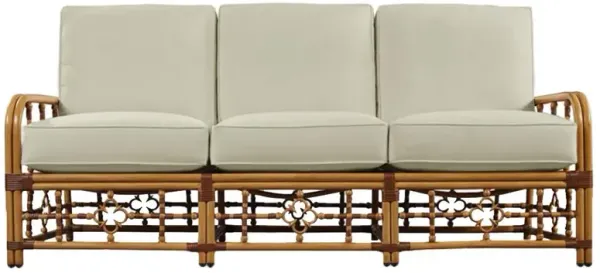 Myrah Coastal Beach Beige Sunbrella Brown Aluminum Outdoor Sofa - 78"