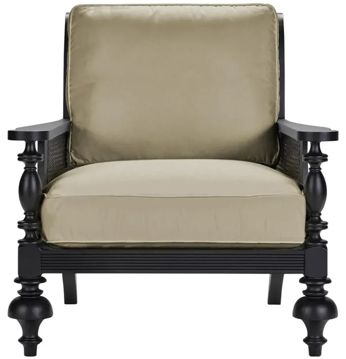 Hermine French Country Sand Sunbrella Black Aluminum Outdoor Lounge Chair