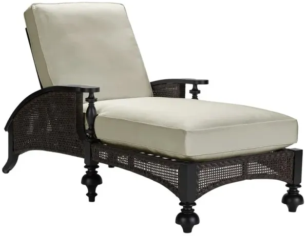 Hermine French Beige Sunbrella Black Aluminum Adjustable Outdoor Chaise Lounge