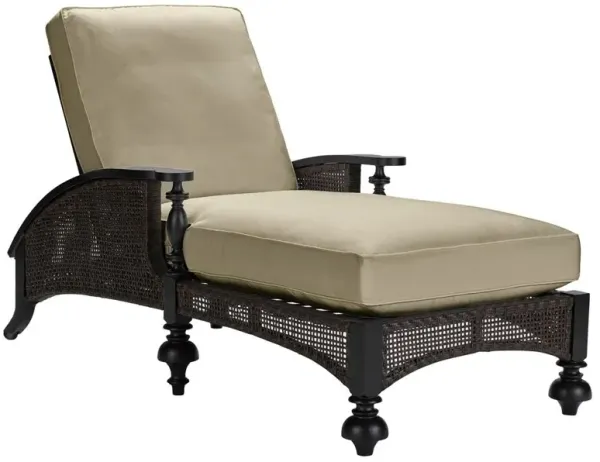 Hermine French Sand Sunbrella Black Aluminum Adjustable Outdoor Chaise Lounge