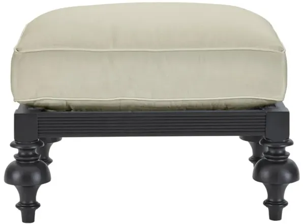 Hermine French Beige Sunbrella Black Aluminum Rectangular Outdoor Ottoman
