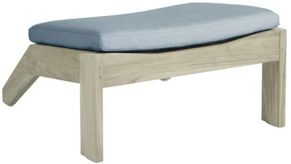 Blue Sunbrella Ashland Grey Teak Outdoor Adirondack Ottoman