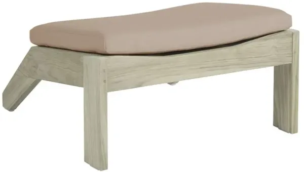 Beige Sunbrella Ashland Grey Teak Outdoor Adirondack Ottoman